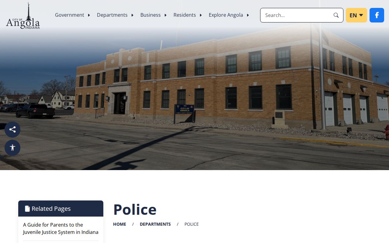 Angola Police Department contact for Angola warrant routing