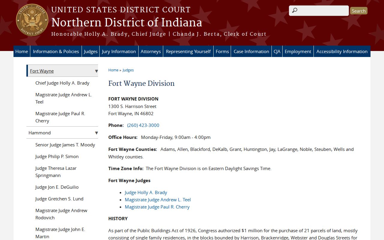 Federal court venue for Steuben County arrest warrant records