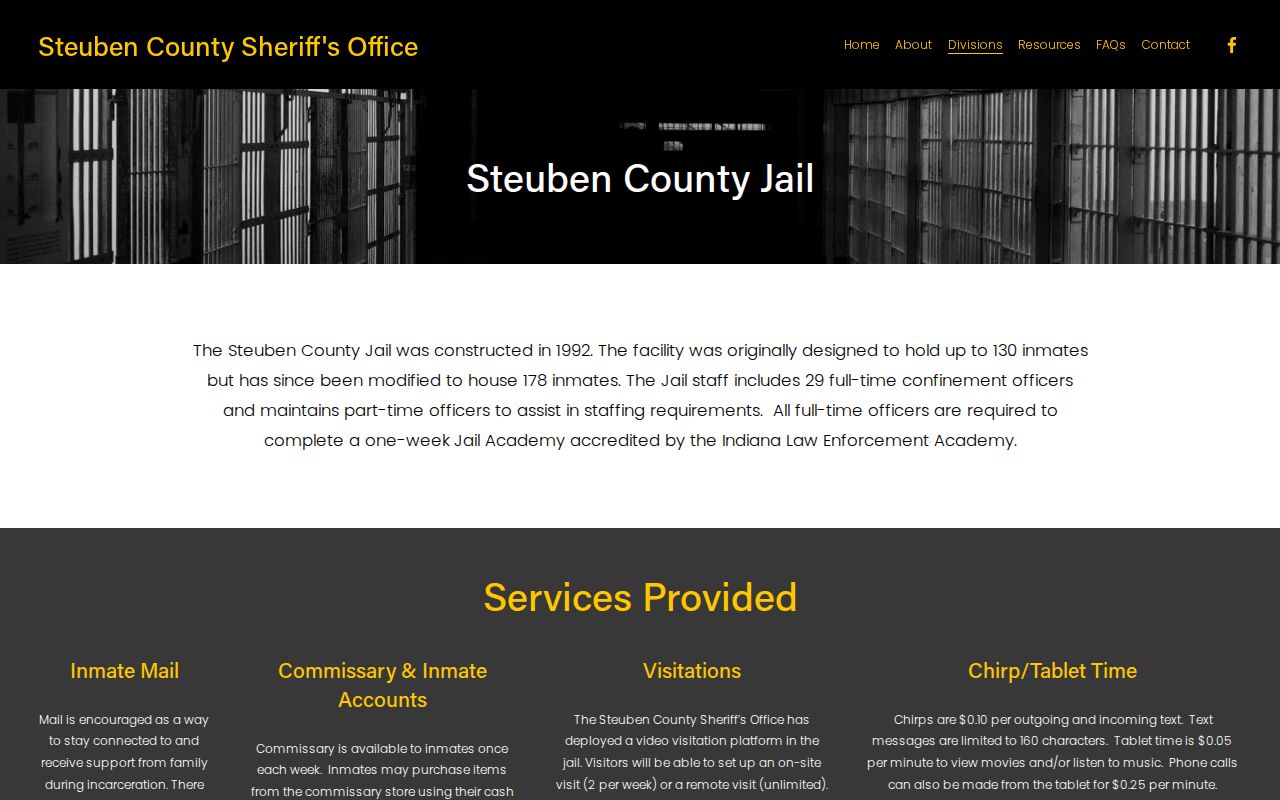 Steuben County arrest warrant jail and custody information